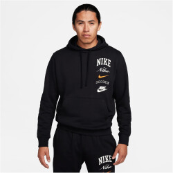 NIKE Club Fleece Hoodie Herren 010 - black/safety orange S