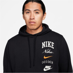 NIKE Club Fleece Hoodie Herren 010 - black/safety orange S