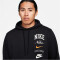NIKE Club Fleece Hoodie Herren 010 - black/safety orange S