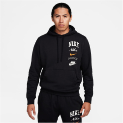 NIKE Club Fleece Hoodie Herren 010 - black/safety orange L