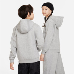 NIKE Sportswear Club Fleece Hoodie Kinder 063 - dk grey heather/white XS (122-128 cm)
