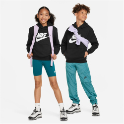 NIKE Sportswear Club Fleece Hoodie Kinder 010 - black/white S (128-137 cm)