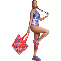 adidas Farm 3-Streifen CLX Badeanzug Damen 046A - boblue/white 32