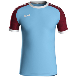 JAKO Iconic kurzarm Trikot 457 - lightblue/weinrot 3XL