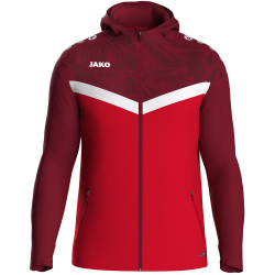 JAKO Iconic Trainingsjacke mit Kapuze 103 - rot/weinrot L