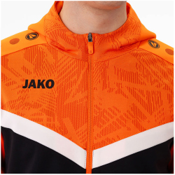JAKO Iconic Trainingsjacke mit Kapuze 807 - schwarz/neonorange M
