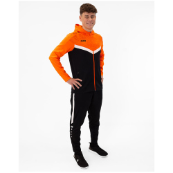 JAKO Iconic Trainingsjacke mit Kapuze 807 - schwarz/neonorange 3XL