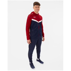 JAKO Iconic Trainingsjacke mit Kapuze 901 - marine/chili rot 3XL