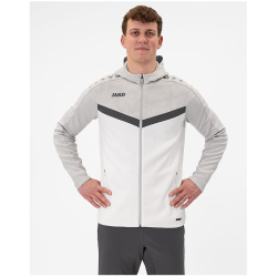 JAKO Iconic Trainingsjacke mit Kapuze 016 - weiß/soft grey/anthra light L
