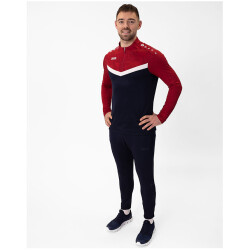 JAKO Iconic 1/4-Zip Sweatshirt 901 - marine/chili rot M