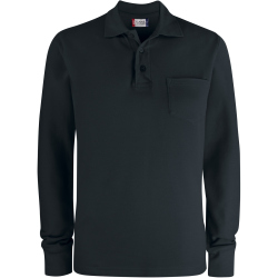 CLIQUE Basic Pocket langarm Poloshirt Herren 99 - schwarz 3XL