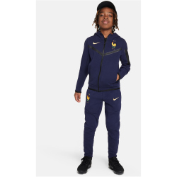 NIKE Frankreich Tech Fleece Kapuzenjacke Jungen 498 - blackened blue/club gold XS (122-128 cm)