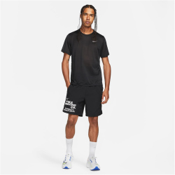 NIKE Dri-FIT Miler kurzarm Laufshirt Herren 010 - black/reflective silv M