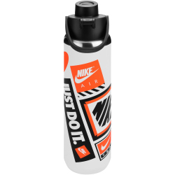 NIKE SS Recharge Chug Graphic Trinkflasche aus Edelstahl - für Kohlensäurehaltige Getränke geeignet - 709 ml 114 - white/black/safety orange
