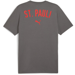 PUMA FC St. Pauli Casuals T-Shirt Herren 06 - flat medium gray/puma red S