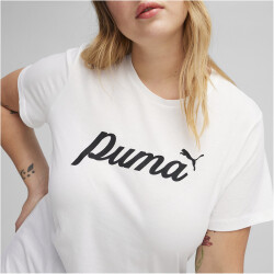 PUMA Essentials+ Script T-Shirt Damen 02 - PUMA white S