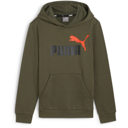 PUMA Ess+ Metallic 2 Col Big Logo Fleece-Hoodie Jungen 77 - dark olive 152