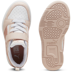 PUMA Rebound V6 Lo AC+ Sneaker mit Klettverschluss Kinder 17 - PUMA white/island pink/deeva peach 29