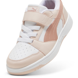 PUMA Rebound V6 Lo AC+ Sneaker mit Klettverschluss Kinder 17 - PUMA white/island pink/deeva peach 29