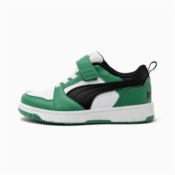 PUMA Rebound V6 Lo AC+ Sneaker mit Klettverschluss Kinder 05 - PUMA white/PUMA black/archive green 32