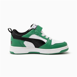 PUMA Rebound V6 Lo AC+ Sneaker mit Klettverschluss Kinder 05 - PUMA white/PUMA black/archive green 32