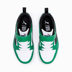 PUMA Rebound V6 Lo AC+ Sneaker mit Klettverschluss Kinder 05 - PUMA white/PUMA black/archive green 32