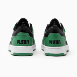 PUMA Rebound V6 Lo AC+ Sneaker mit Klettverschluss Kinder 05 - PUMA white/PUMA black/archive green 35