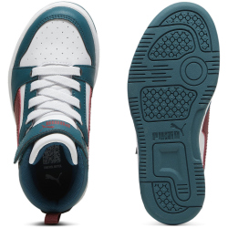 PUMA Rebound V6 Mid AC+ Sneaker Kinder 18 - cold green/alpine snow/intense red 30