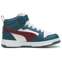 PUMA Rebound V6 Mid AC+ Sneaker Kinder 18 - cold green/alpine snow/intense red 30