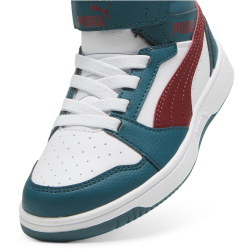 PUMA Rebound V6 Mid AC+ Sneaker Kinder 18 - cold green/alpine snow/intense red 30