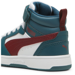 PUMA Rebound V6 Mid AC+ Sneaker Kinder 18 - cold green/alpine snow/intense red 30