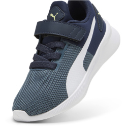 PUMA Flyer Runner PS Kinder Sneaker mit Klettverschluss 49 - club navy/gray skies/puma white 35