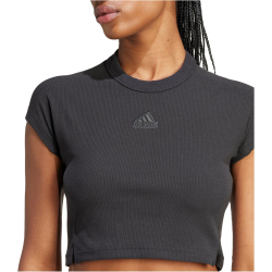 adidas Sportswear Lounge Ribbed Cropped T-Shirt Damen 095A - black M