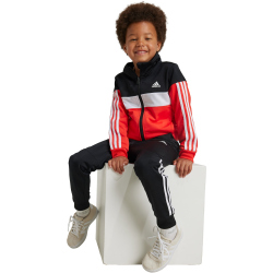 adidas Tiberio 3-Streifen Colorblock Shiny Trainingsanzug Kinder 095A - black/brired/white 128