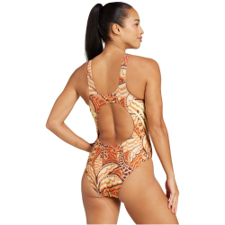 adidas Sportswear x FARM RIO 3-Streifen Badeanzug Damen A9NA - mysbrn/almyel 36