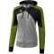 erima Premium One 2.0 Trainingsjacke mit Kapuze Damen grey melange/black/lime pop 38