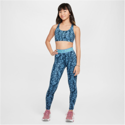 NIKE Pro Swoosh Allover Print wendbarer Sport-BH M&auml;dchen 478 - armory navy/aegean storm/green frost S (128-137 cm)