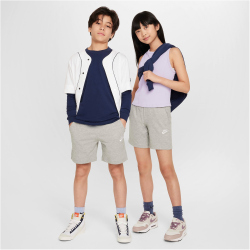 NIKE Sportswear Club Knit Sweatshorts Kinder 063 - dk grey heather/white XS (122-128 cm)