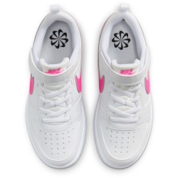 NIKE Court Borough Low Recraft Sneaker Jungen 113 - white/laser fuchsia 35