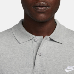 NIKE Club Knit langarm Poloshirt Herren 063 - dk grey heather/white XS
