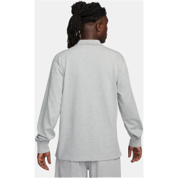 NIKE Club Knit langarm Poloshirt Herren 063 - dk grey heather/white XS