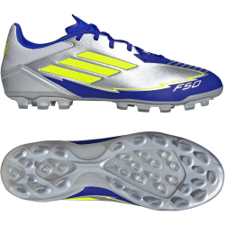 adidas F50 League Messi AG Fußballschuhe JR8057 - silver met./solar yellow/lucid blue 42