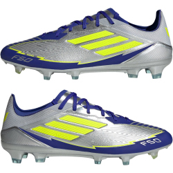 adidas F50 Pro Messi FG Fußballschuhe JR8023 - silver met./solar yellow/lucid blue 46