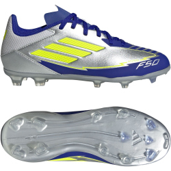 adidas F50 League Messi FG Fußballschuhe Kinder IH0924 - silver met./solar yellow/lucid blue 36 2/3
