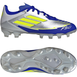 adidas F50 League Messi MG Fußballschuhe Kinder IH0920 - silver met./solar yellow/lucid blue 36