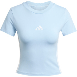 adidas Essentials 3-Streifen Slim Baby Tee T-Shirt Damen JE1241 - glow blue/white XXS