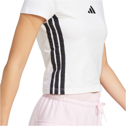 adidas Essentials 3-Streifen Slim Baby Tee T-Shirt Damen JE1239 - white/black S