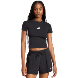 adidas Essentials 3-Streifen Slim Baby Tee T-Shirt Damen JC8325 - black/white XL