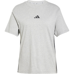 adidas Essentials 3-Streifen Baumwoll T-Shirt Damen JD0845 - medium grey heather/black S