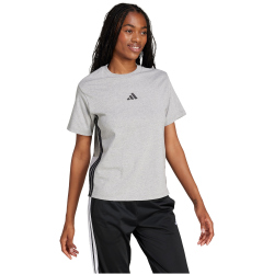 adidas Essentials 3-Streifen Baumwoll T-Shirt Damen JD0845 - medium grey heather/black S